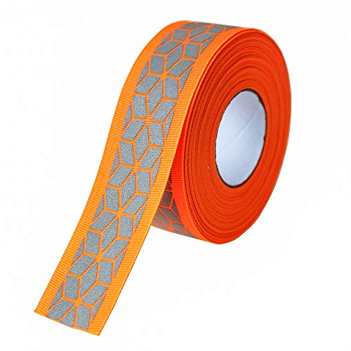 JINBING Silbernes reflektierendes Band zum Aufnähen, Sicherheitsgewebe, 9 m (orange) von JINBING