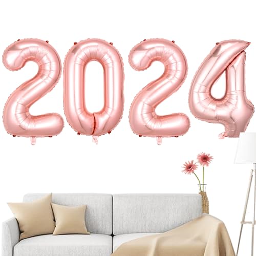 2024 Folienballons Zahl - 101,6 cm dekorative Luftballons - Glänzende ästhetische Riesen 2024 Luftballons Gold für Abschlussdekorationen von JINGAN