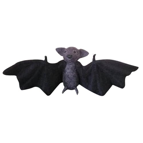 Nadelgefilzte realistische Fledermaus, Halloween-Fledermauspuppe | Nadelgefilztes Halloween Fledermaus Tier Dekor | Realistisches Design, handgefertigte Nadelfilz-Dekoration für Spukhäuser, Cosplay-Pa von JINGAN