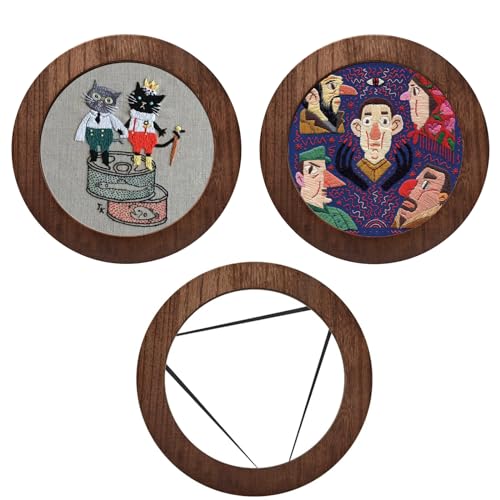 3 Stück Kreuzstich Rahmen 19cm Stickrahmen Holz Kreuzstich Ring Hoop Frame Wood Embroidery für DIY Kreuzstich Stickerei Kunst Handwerk Nähen (Ohne Stickrahmen) von JINGHANGER