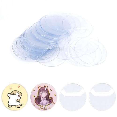 50 Stück Badge Buttons Covers Badge Schutzhüllen 63mm Kratzfest und staubdicht Transparente Buttons Covers für Schutz des Abzeichens von JINGHANGER