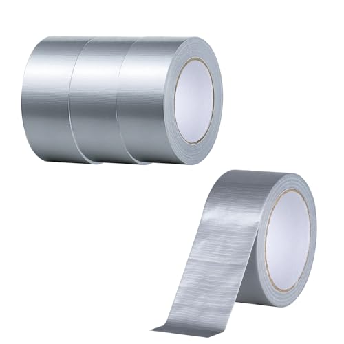 JINGHANGER 4 Rollen Panzertape Silber 5cm x 20m Duct Tape Wasserdichtes Klebeband Mehrzweck Panzertape Gewebeband Klebeband Von Hand zerreißbar für Reparaturen von JINGHANGER