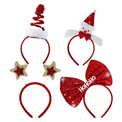 JINGLING 4 Stück Weihnachts Haarreif Weihnachtsmütze Niedliche Weihnachten Stirnband für Kinder und Erwachsene, Weihnachtsfeier Hut Weihnachten Kopfbedeckung von JINGLING