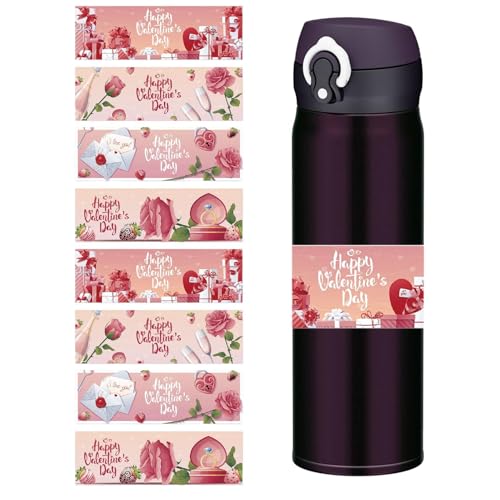 JINGLING Hochzeits-Wasserflaschen-Etiketten, Happy Valentines Day-Etiketten | 8X Valentinstag-Wasserflaschenverpackungen für Hochzeitsdekoration,Romantische Hochzeits-Weinglas-Klebeaufkleber für die von JINGLING