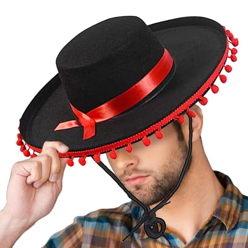 JINGLING Sombrero Partyhüte – Partyhut aus Filz für Erwachsene – Zubehör spanisches Outfit mit breiter Krempe Flamenco Cosplay für Frauen und Männer JINGLING Sombrero Partyhüte – Partyhut aus Filz für Erwachsene – Zubehör spanisches Outfit mit breiter Krempe Flamenco Cosplay für Frauen und Männer von JINGLING
