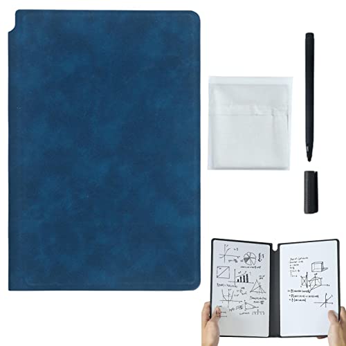 JINGLING Trocken abwischbarer Notizblock - 6,3 x 9,53 Zoll trocken abwischbares Whiteboard-Notizbuch-Set aus Leder - A5-Studenten-Lehrer-Whiteboard für Pinnwände, Klemmbretter, tägliche Notizen von JINGLING