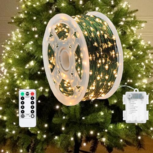 LED Lichterkette Weihnachtsbaum Weihnachtsbeleuchtung Außen Weihnachtsdeko mit 100/200/300/400er Led für Weihnachten Party Garten, Hof, Terrasse, Hochzeit Dekorationen (warmweiß, 10m 100LED) von JINGTOPS