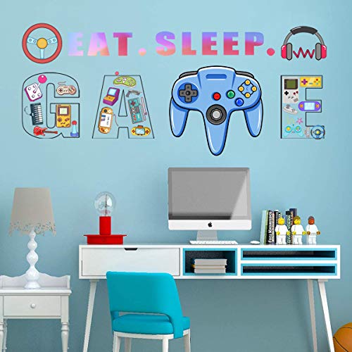 Gamer Controller Wand Aufkleber, Wandtattoo Gamer Kreatives Spiel,Videospiel Wandsticker, Junge Gamer Wand Aufkleber,für Jungen Mädchen Home Playroom Schlafzimmer Spielzimmer von JINGYOU