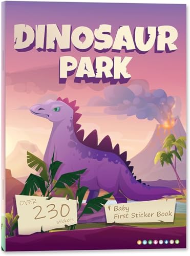 Kinder Stickerbücher, Dinosaurier Stickerbüch, Wiederverwendbare Sticker Kinder, 3D Sticker Buch für Kinder, Sticker Set mit Kreative Spiel Szene und Aufkleber Illustrationen von JINHOXUN