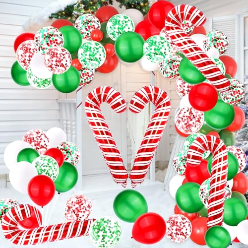 Weihnachts Luftballons Girlande, 95pcs Weihnachtsballons, Weihnachtsballons Girlande, Ballon Girlande Weihnachten, Zuckerstangen Weihnachten Luftballons, Weihnachtsballons Deko von JINHOXUN