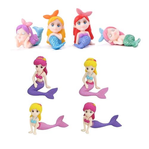 JINJUMEI 8 Stück Meerjungfrau Tortendeko, Mini Meerjungfrau Figuren, Miniatur Meerjungfrauen Ornamente Mermai Doll Cake Topper Mermaid Cake Decoration Ozean Meerjungfrau Thema Party Dekoration von JINJUMEI