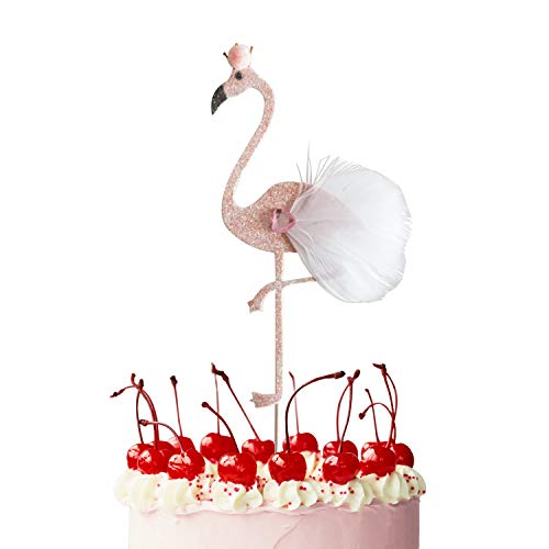 JINMURY 6 Stück Glitzer Flamingo Kuchendeckel Topper DIY Kuchen Topper Cocktail-Tipps für die Hochzeit Geburtstag Baby Dusche Luau-Party Strandparty Dekoration Lieferungen - Mittlere Größe von JINMURY