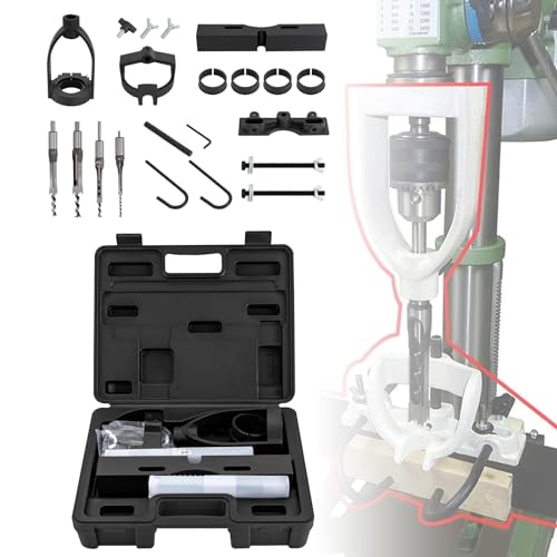 Stemmbohreraufsatz für Bohrmaschine Tischbohrmaschinen, Bohrmaschinenaufsatz mit 4 Bohrer und Tischbohrer Ortung, Stemm und Zapfenwerkzeuge für Schneiden, Rundnuten, Innenschleifen und Metallbohren von JINPRDAMZ