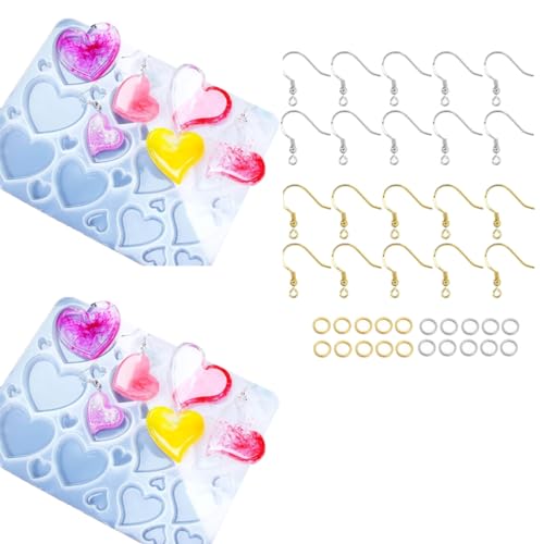 Silikon Ohrringe Epoxidharz Herzform Ohrringe Gießen für Schmuck Halskette Schlüsselanhänger Herstellung von JINQIGG