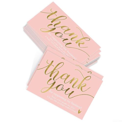 Dankeskarten mit Dankeskarten, 50 Stück, Rosa, 5 x 9 cm, personalisierbar von JINSBON