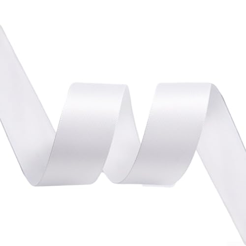 Helles Band für Hochzeitsbasteln und DIY-Dekoration, 25 mm breit, 12 Farben (weiß) von JINSBON