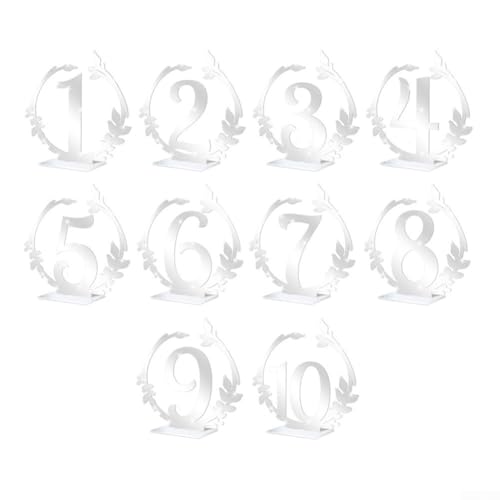 Tischschilder aus Acryl, personalisiert und einzigartig, klare Zahlen für Empfänge (Silber) von JINSBON