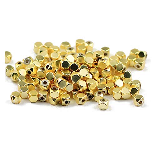 JINSUO NWXZU 3mm Matte quadratische natürliche Hämatit-Korn-Spacer Würfel Loses Korn for DIY Schmucksachen Armband-Ohrring-Anhänger 130pcs Machen (Color : 18K Gold Color) von JINSUO