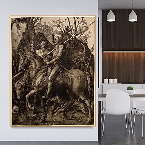 Malen Nach Zahlen Für Erwachsene Albrecht Dürer《The Knight, Death And The Devil》 Digitales Öl-Leinwand-Malset Für Kindergeburtstag, Hochzeit, Dekoration, Geschenke von JINYANZZYJ