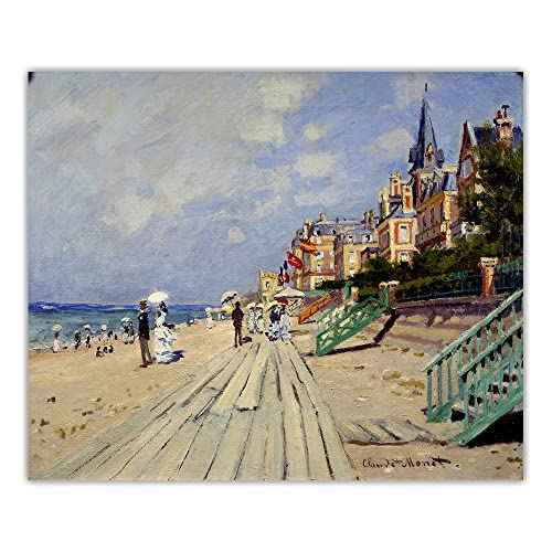 Malen nach Zahlen für Erwachsene Kinder Claude Monet The Beach at Trouville, 1880 Zoll DIY Ölgemälde Leinwanddruck Wandkunst Heimdekoration von JINYANZZYJ