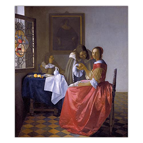 Malen nach Zahlen für Erwachsene Kinder The Girl with The Wineglass by an Open Window by Johannes Vermeer DIY Ölgemälde Leinwanddruck Wandkunst Heimdekoration von JINYANZZYJ