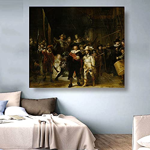 Malen nach Zahlen für Erwachsene Kinder The Night Watch von Rembrandt DIY Ölgemälde Leinwanddruck Wandkunst Heimdekoration von JINYANZZYJ