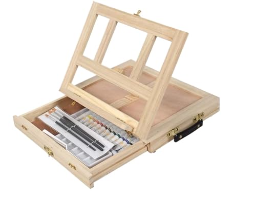 JINYOE Skizzenbox Skizzenbox aus Holz for Malerei, Künstler, Skizze, Schubladenbox, tragbares Zubehör, Koffer, Kunstbedarf FüR Einsteiger，Hobbymaler von JINYOE