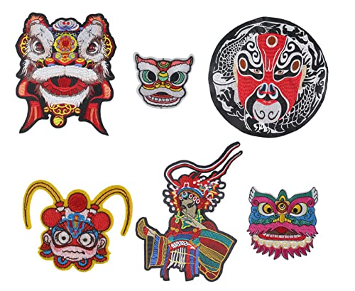 Patches Zum Aufbügeln Bestickte Stoffaufkleber Löwentanz Qinqiang Peking Oper Gesichts Make Up Klassischer Chinesischer Stil Cheongsam Kleidung Patch Aufkleber Diy Handbuch Gepäckdekoration von JINZIJINYU