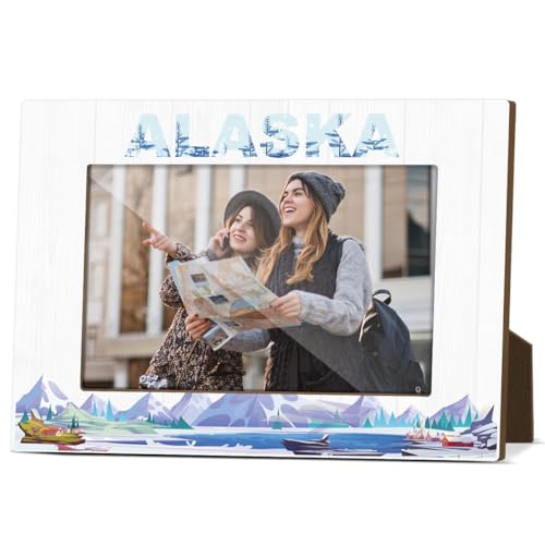 Alaska M781 Bilderrahmen für den Schreibtisch, Holz-Bilderrahmen, 10 x 15 cm, für Urlaub, Flitterwochen, Geschenke für Paare, Brautpaare, Fotogeschenke für internationale Reisende von JIRIM-BEUTY