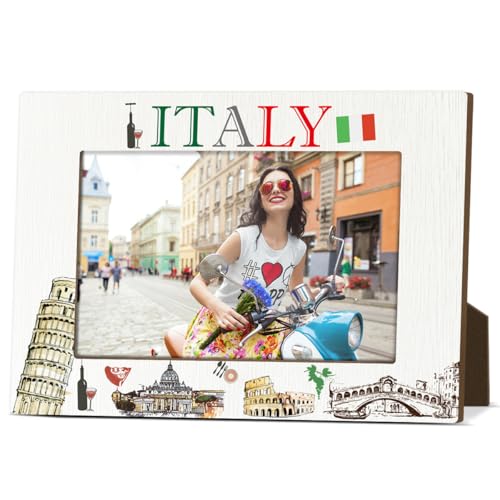 Italien-Souvenir-Bilderrahmen für den Schreibtisch, Holz-Bilderrahmen, 10 x 15 cm, für Urlaub, Flitterwochen, Geschenke für Paare, Brautpaare, Fotogeschenke für internationale Reisende – M767 von JIRIM-BEUTY