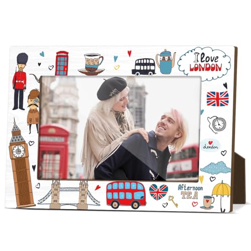 London Souvenir Gifts Bilderrahmen für Schreibtisch, Holz-Bilderrahmen, 10 x 15 cm, für Urlaub, Flitterwochen, Geschenke für Paare, Brautpaare, Fotogeschenke für internationale Reisende – M779 von JIRIM-BEUTY