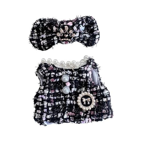 JISADER Kleidung für 15 cm Plüschpuppe, Set mit Rock Und Haar Accessoire, Puppenzubehör für Kreative Ankleide , Schwarz von JISADER