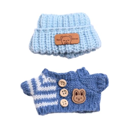 JISADER Kleidung für Puppen, Outfit für Mini Puppen, Pullover Und Kopfbedeckung, Zubehör für Kreative Fotografie, Blau von JISADER