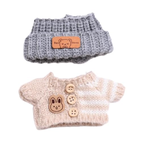 JISADER Kleidung für Puppen, Outfit für Mini Puppen, Pullover Und Kopfbedeckung, Zubehör für Kreative Fotografie, Braun von JISADER