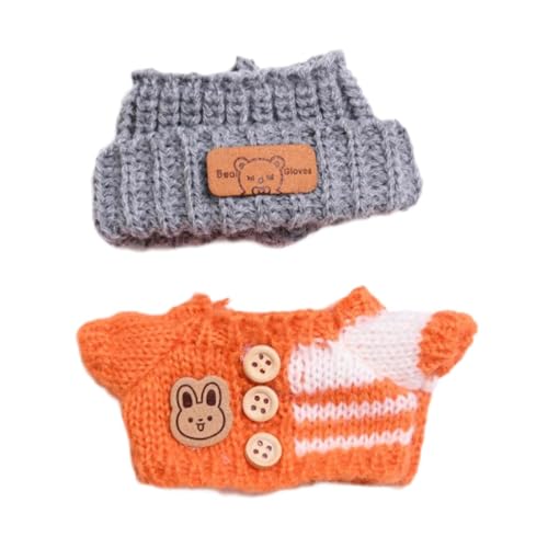 JISADER Kleidung für Puppen, Outfit für Mini Puppen, Pullover Und Kopfbedeckung, Zubehör für Kreative Fotografie, Orange von JISADER