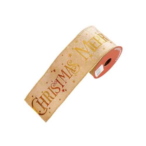 JISADER Weihnachtsband, dekoratives Band, Geschenkverpackung, 3 Meter lang, Partygeschenke, Girlande, DIY-Weihnachtsband, Geschenkverpackungsband, Champagner Gold von JISADER