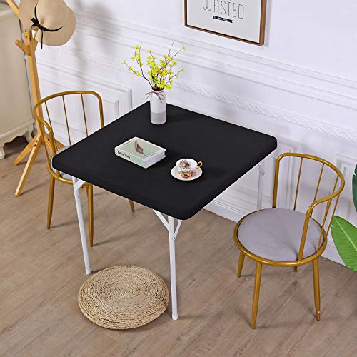 JISEN Cocktail-Tischdecke, quadratisch, Spandex, dehnbar, 91,4 x 91,4 cm, E-Schwarz von JISEN