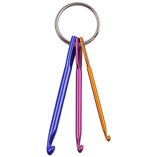 2 Stück Häkelnadel Schlüsselanhänger Kit 3/4/5Mm Tragbare Mini Diy Kreative Schlüsselanhänger Handwerk Stricknadel Werkzeuge Für Reisen Im Freien (Blau, Lila, Gelb) von JITNGA