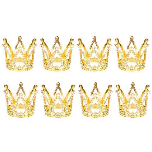 JITNGA 8 Stück Krone Tortenaufsatz Crown Cake Mini Topper Strass Kuchen Dekoration Für Geburtstag Party Hochzeit Kronen-Tiara (Gold) von JITNGA