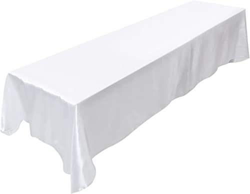 JIUERYY Satin Tischdecke für Hochzeitsbankett Bankettveranstaltung Taufdekoration, Weiß, 145x320CM von JIUERYY