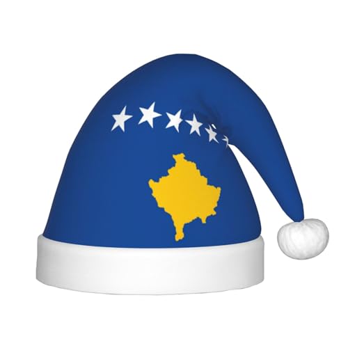 JIUTY Flagge des Kosovo, Plüsch-Weihnachtsmannmütze, für Teenager, Weihnachten, Neujahr, Party, Kopfbedeckung, 1 Stück von JIUTY