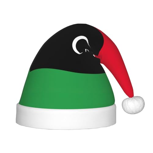 JIUTY Libysche Flagge, Plüsch-Weihnachtsmannmütze, für Teenager, Weihnachten, Neujahr, Party, Kopfbedeckung, 1 Stück von JIUTY