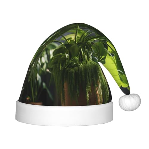 JIUTY Monstera Deliciosa Bananenpalme, Plüsch-Weihnachtsmannmütze, Weihnachtsmütze, Gastgeschenke für Teenager, Weihnachten, Neujahr, Party, Kopfbedeckung, 1 Stück von JIUTY