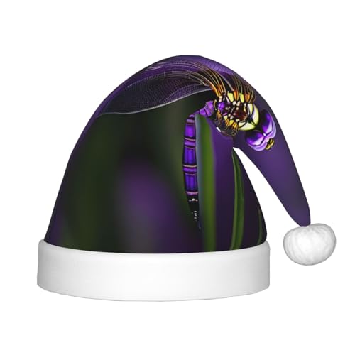 JIUTY Violette Libelle, Plüsch-Weihnachtsmannmütze, für Teenager, Weihnachten, Neujahr, Party, Kopfbedeckung, 1 Stück von JIUTY