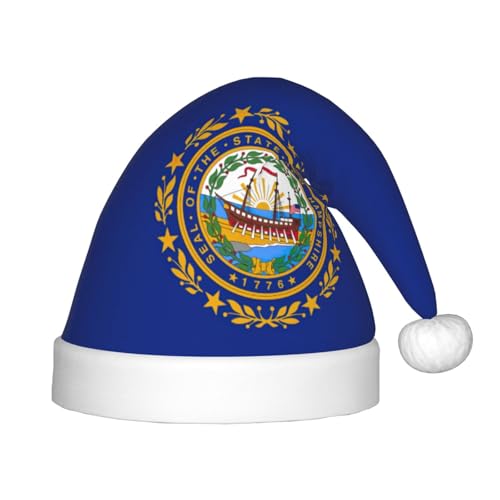 JIUTY Weihnachtsmütze mit Flagge von New Hampshire, 1 Stück, Plüsch, Weihnachtsmannmütze, für Teenager, Weihnachten, Neujahr, Party, Kopfbedeckung von JIUTY