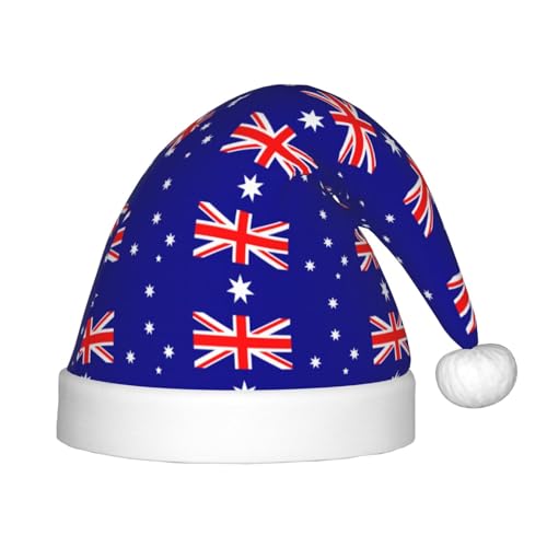 JIUTY Weihnachtsmütze mit australischer Flagge, Plüsch, Weihnachtsmannmütze, Gastgeschenke für Teenager, Weihnachten, Neujahr, Party, Kopfbedeckung, 1 Stück von JIUTY