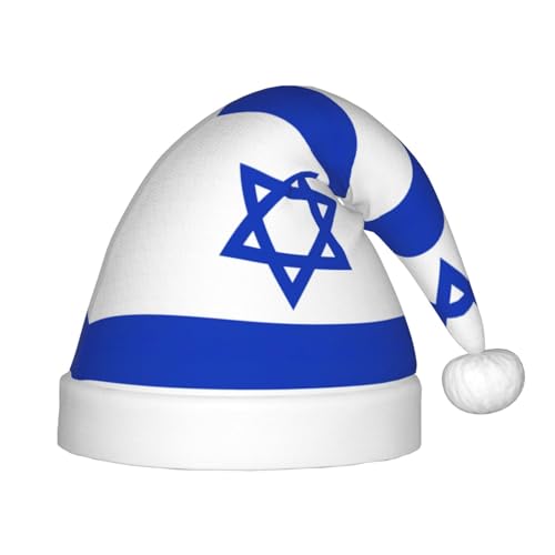 JIUTY Weihnachtsmütze mit israelischer Flagge, Plüsch, Weihnachtsmannmütze, Gastgeschenke für Teenager, Weihnachten, Neujahr, Party, Kopfbedeckung, 1 Stück von JIUTY