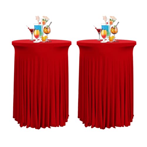 2er-Set Spandex Cocktail Tischdecke mit Rock, Ø 60cm Stretch Stehtisch Husse für Bistrotisch, Tischhusse Husse für Stehtisch Tischdecke für Party Hochzeit Banketttisch von JIUYEKEW