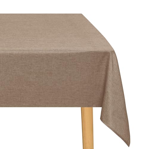 JIUZHEN Khaki Tischdecke Abwaschbar Tischdecken Leinenoptik für Esszimmer, Garten, Outdoor,Hochzeiten Wasserabweisend Tischtuch Eckig 135X220 cm von JIUZHEN