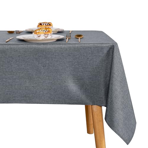 JIUZHEN Grau Tischdecke Abwaschbar Tischdecken Leinenoptik für Esszimmer, Garten, Outdoor,Hochzeiten Wasserabweisend Tischtuch Eckig 135x135 cm von JIUZHEN